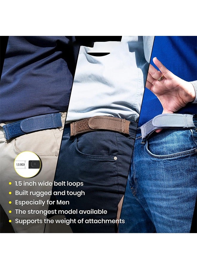 با لوف قطعتان حزام بدون إبزيم، حزام قابل للتعديل للكسل، أحزمة جانبية مخفية قابلة للتعديل، أحزمة بدون إبزيم للرجال للمشي، العمل، المنزل، السفر، سراويل الجينز، أحزمة مريحة (أسود) - Image 3